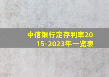 中信银行定存利率2015-2023年一览表