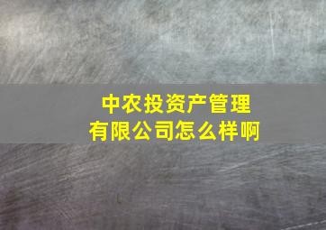 中农投资产管理有限公司怎么样啊