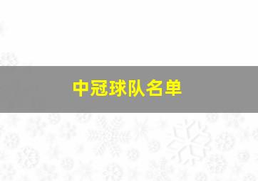 中冠球队名单