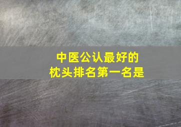 中医公认最好的枕头排名第一名是