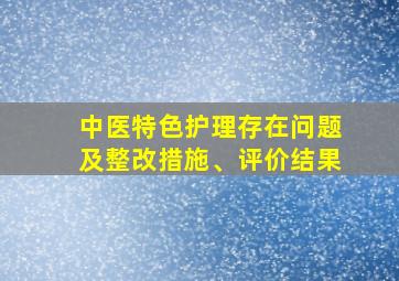 中医特色护理存在问题及整改措施、评价结果