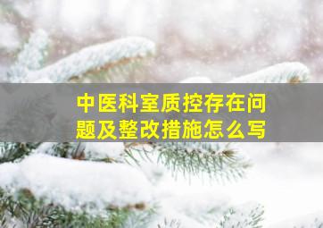 中医科室质控存在问题及整改措施怎么写