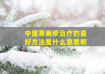 中医荨麻疹治疗的最好方法是什么意思啊