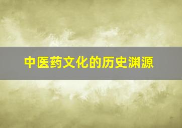 中医药文化的历史渊源