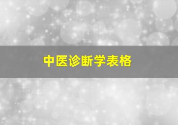 中医诊断学表格