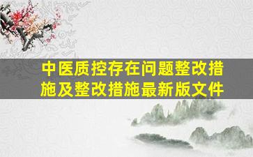 中医质控存在问题整改措施及整改措施最新版文件