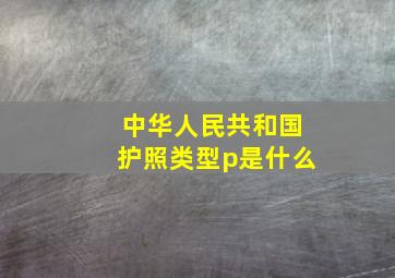 中华人民共和国护照类型p是什么