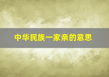 中华民族一家亲的意思