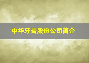 中华牙膏股份公司简介