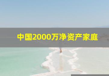 中国2000万净资产家庭