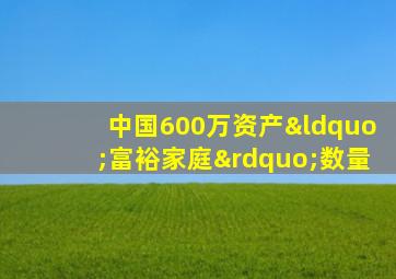 中国600万资产“富裕家庭”数量