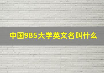 中国985大学英文名叫什么