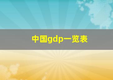 中国gdp一览表