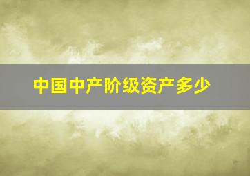 中国中产阶级资产多少