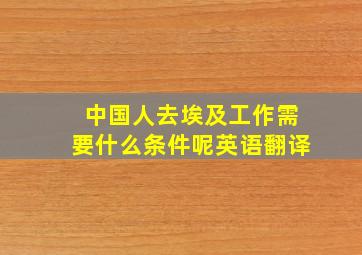 中国人去埃及工作需要什么条件呢英语翻译