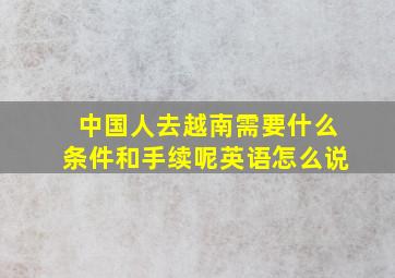 中国人去越南需要什么条件和手续呢英语怎么说