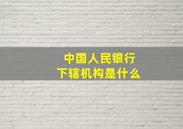 中国人民银行下辖机构是什么