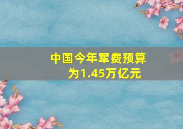 中国今年军费预算为1.45万亿元