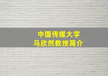 中国传媒大学马欣然教授简介