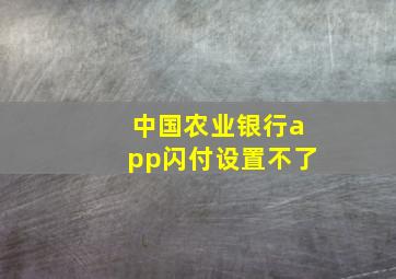 中国农业银行app闪付设置不了