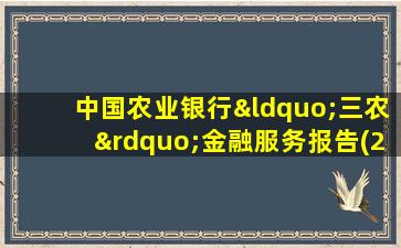 中国农业银行“三农”金融服务报告(2020)