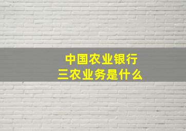 中国农业银行三农业务是什么