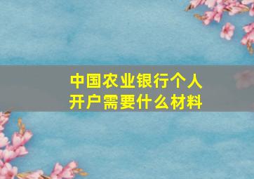 中国农业银行个人开户需要什么材料