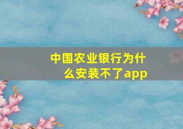 中国农业银行为什么安装不了app