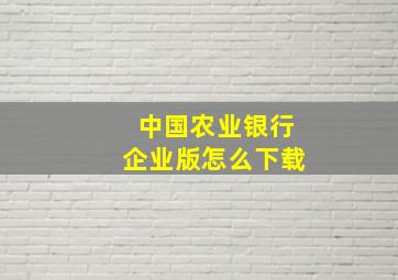 中国农业银行企业版怎么下载