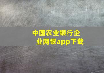 中国农业银行企业网银app下载