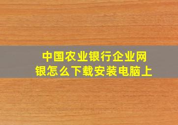 中国农业银行企业网银怎么下载安装电脑上