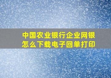 中国农业银行企业网银怎么下载电子回单打印