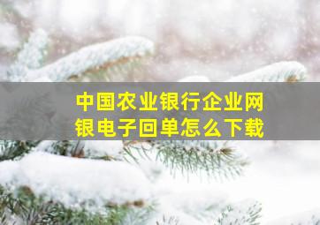 中国农业银行企业网银电子回单怎么下载