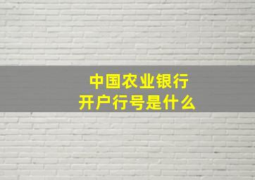 中国农业银行开户行号是什么