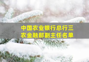 中国农业银行总行三农金融部副主任名单