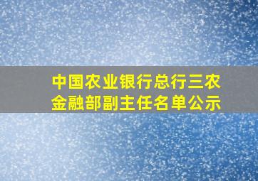 中国农业银行总行三农金融部副主任名单公示