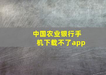 中国农业银行手机下载不了app