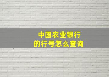 中国农业银行的行号怎么查询