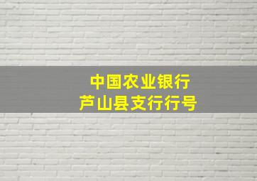 中国农业银行芦山县支行行号