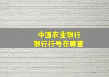 中国农业银行银行行号在哪查