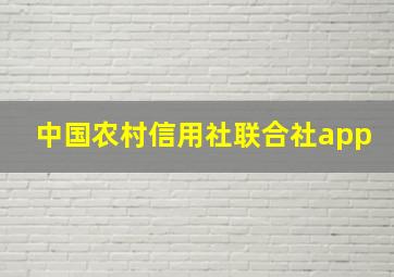 中国农村信用社联合社app