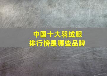 中国十大羽绒服排行榜是哪些品牌