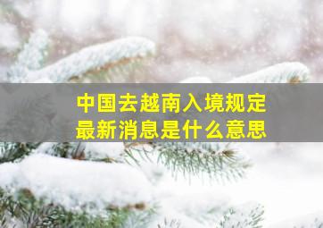 中国去越南入境规定最新消息是什么意思