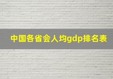 中国各省会人均gdp排名表