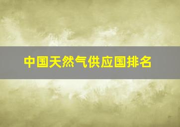 中国天然气供应国排名