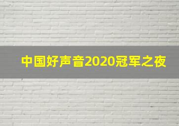 中国好声音2020冠军之夜