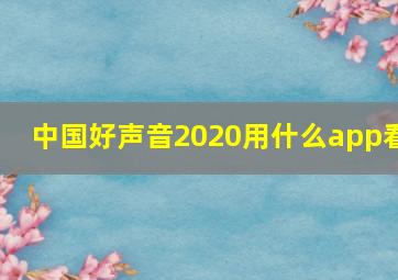 中国好声音2020用什么app看