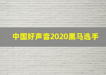 中国好声音2020黑马选手