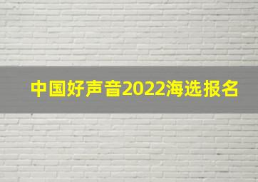 中国好声音2022海选报名