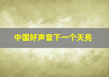 中国好声音下一个天亮